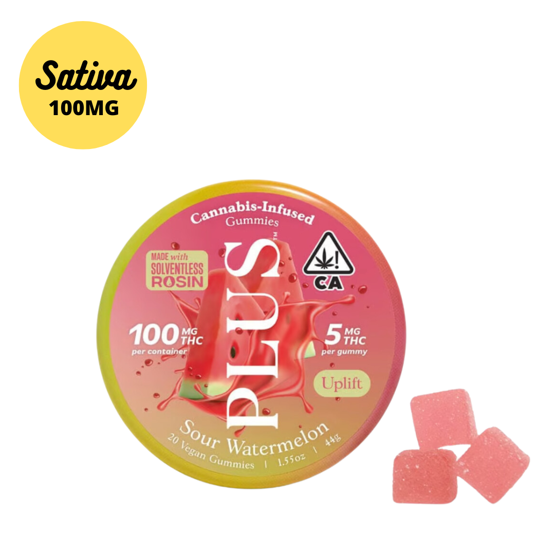 PLUS Solventless Rosin Sour Watermelon Gummies